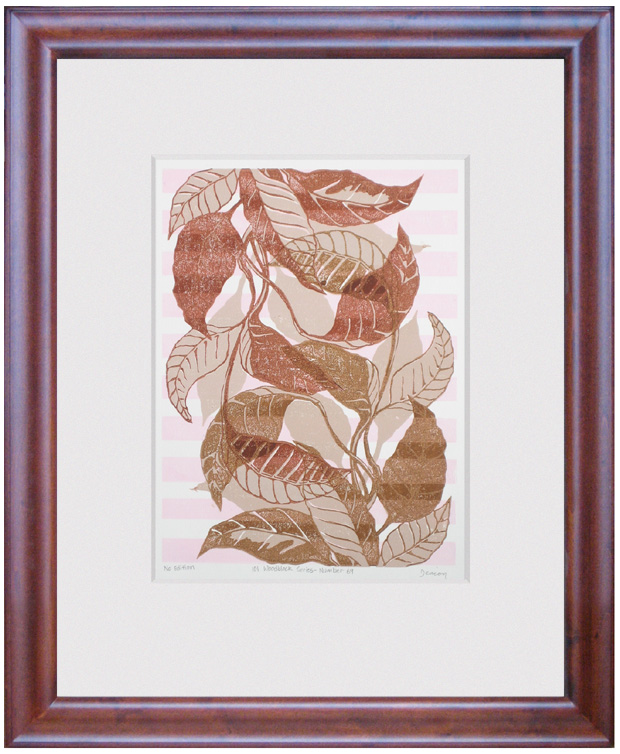 woodblock print in 16x20 frame