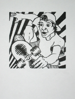 Rise Above Skater Woodblock Print