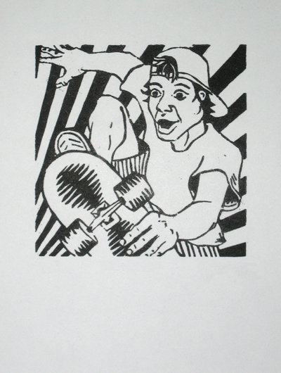 Rise Above Skater Series Woddblock Print