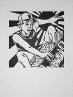 Back Up Skater Woodblock Print