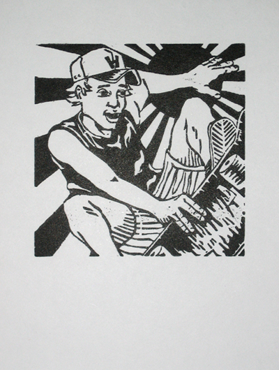 Back Up Skater Series Woodblock Print