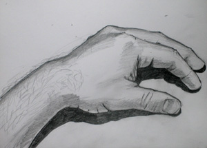 pencil sketch of my hand